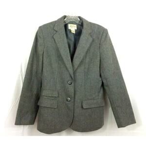 Paula Brooks Original Womens Blazer Jacket Size 8 Wool Blend Gray 2 Button